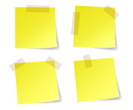 Yellow stick note papersのイラスト素材