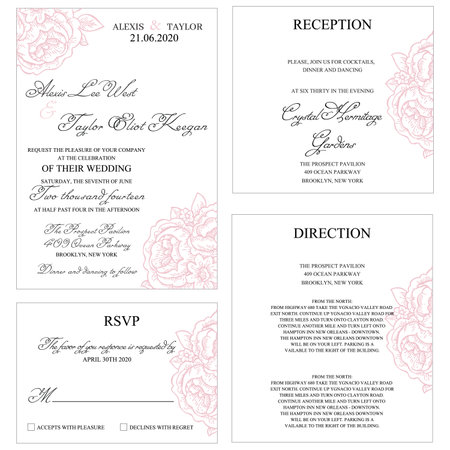 Wedding Invitaiom Set Templateのイラスト素材