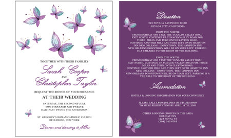 Wedding invitation card with butterflyのイラスト素材