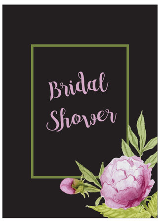 Bridal Shower Card Invitation with flowersのイラスト素材