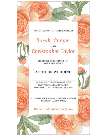 Wedding Invitation Card Invitation with watercolor flowersの写真素材