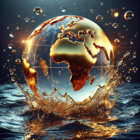 Earth in water with splashes and drops. Elements of this image furnished by NASAの素材