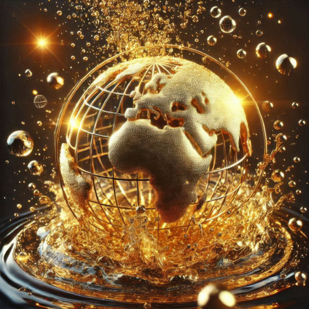 3d rendering of planet earth and water splashes on black backgroundの素材