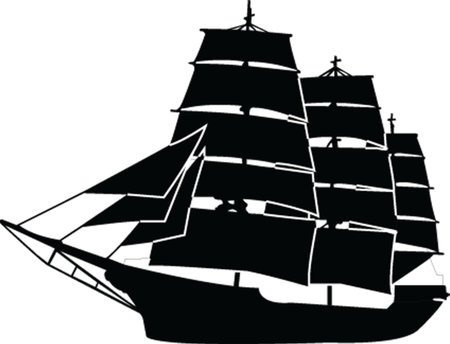 sailboat silhouette with outline - vectorのイラスト素材