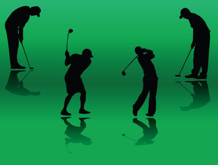 golf player silhouette - vectorのイラスト素材