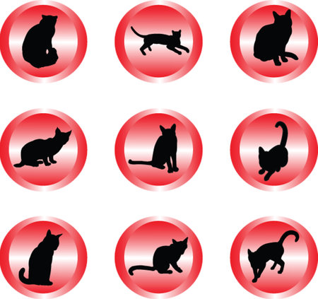 cat collection in buttons - vectorのイラスト素材