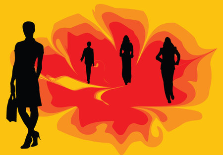  girls with background - vectorのイラスト素材