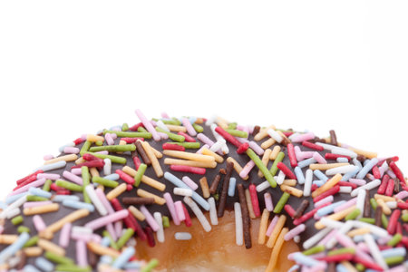 chocolate donut isolated on white backgroundの写真素材