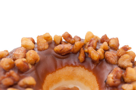 doughnut with nuts isolated on white background の写真素材