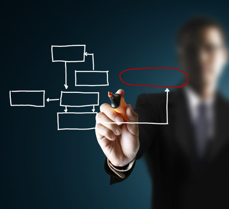 hand drawing in a whiteboard の写真素材