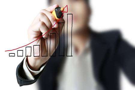 hand drawing graph in a whiteboard の写真素材