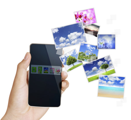 Mobile phone With hand の写真素材