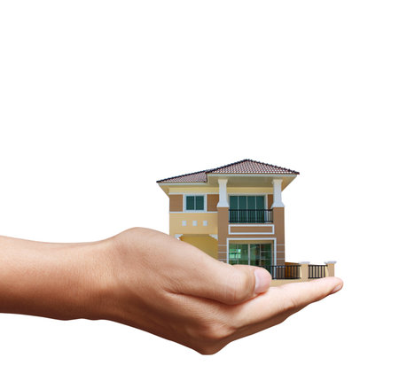 house in human hands の写真素材