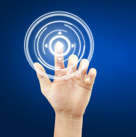 hand pushing on a touch screen interface 