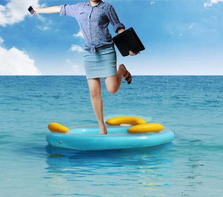 businesswoman with notebook の写真素材