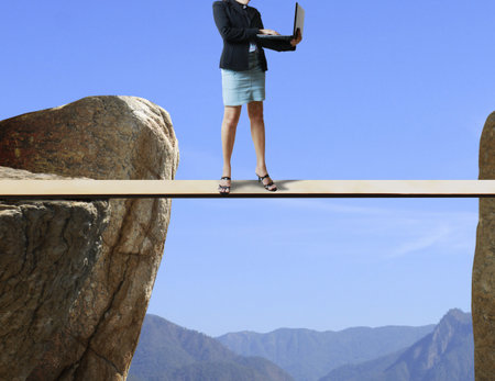 Business walking on a woodの写真素材