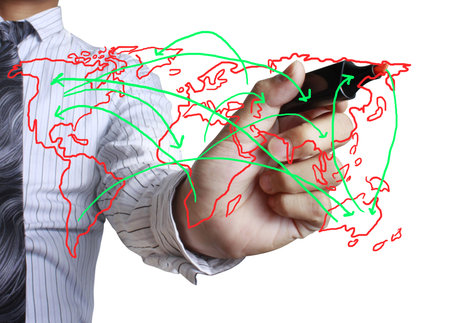 drawing social network structure in a whiteboard の写真素材