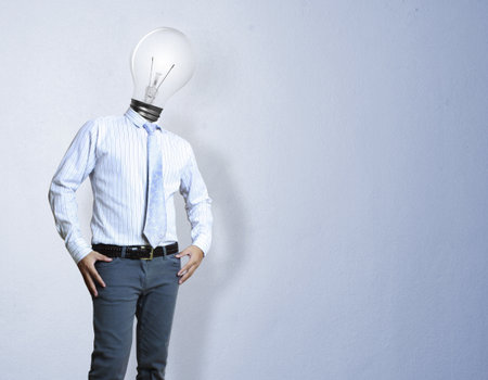 Businessman , light bulb head の写真素材