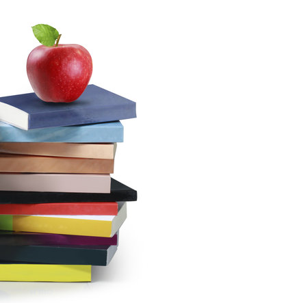 books and apple の写真素材