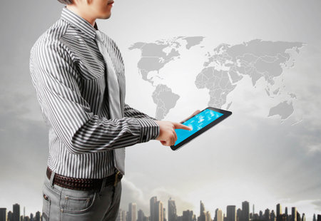 touch tablet concept in handの写真素材