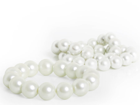 pearls on a white backgroundの写真素材