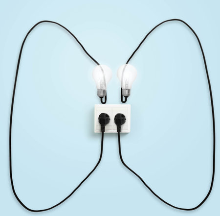 White electric socket with plugの写真素材