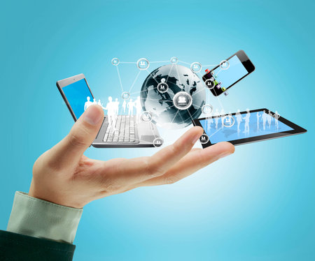 Technology in the hands of businessmen Technology in the hands of businessmen