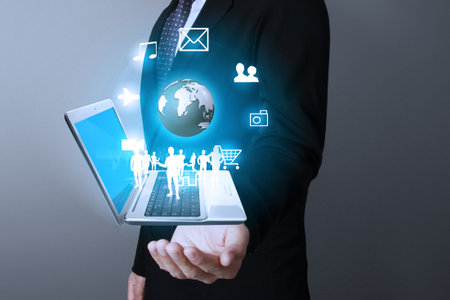 Technology in the hands of businessmen の写真素材