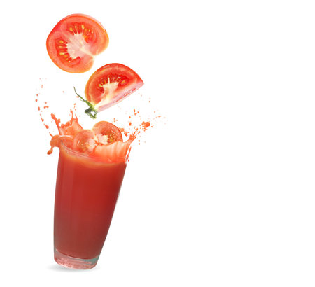 Tomato juice  isolated on white の写真素材