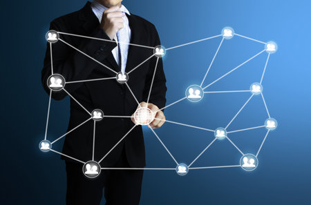 hand pushing social network structure の写真素材
