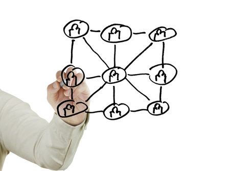 Business man drawing social network structure の写真素材