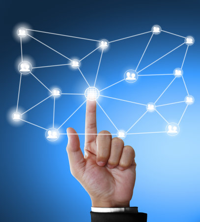 hand pushing social network structure の写真素材