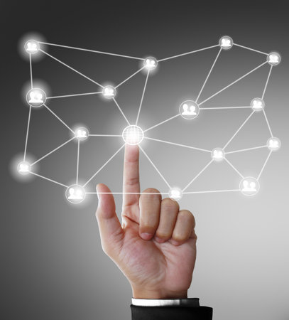 hand pushing social network structure の写真素材