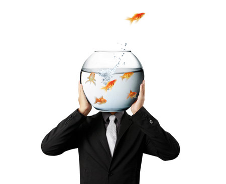 Business man and flying goldfishes from one to another
の写真素材