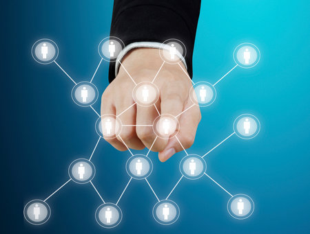 hand pushing social network structure の写真素材