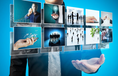 social network structure in a hand の写真素材