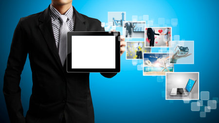 touch screen ,touch- tablet in hands の写真素材