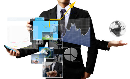 touch screen ,touch- tablet in hands の写真素材