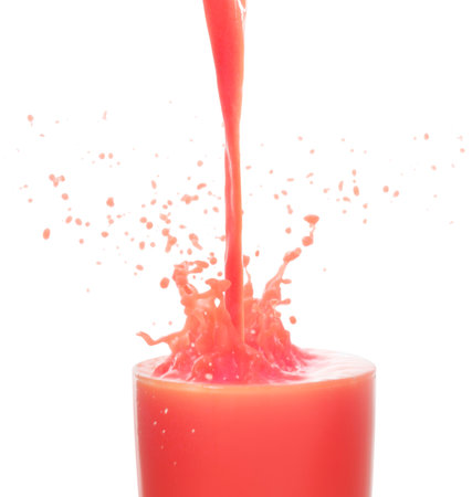 Strawberry juice on a white background の写真素材