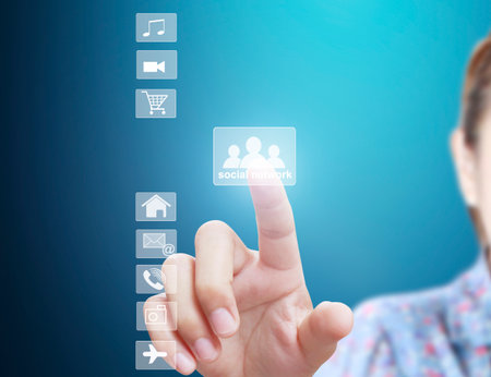 social network structure in a handの写真素材