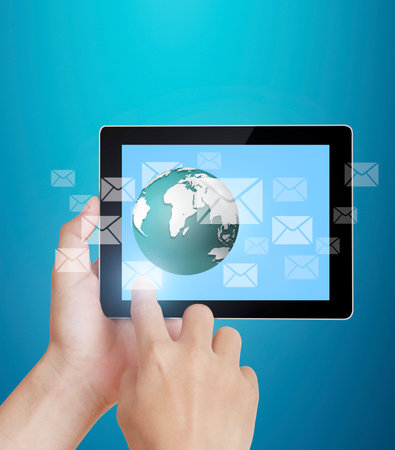 touch screen ,touch- tablet in handsの写真素材