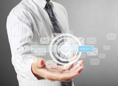 social network structure, new technology  in handの写真素材