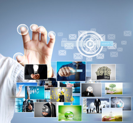 businessmen and Reaching images streaming, digital photo albumの写真素材