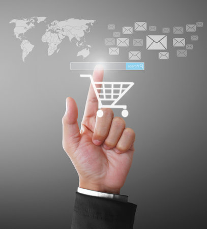 Holding virtual icon of social networkの写真素材