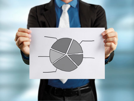 blank sheet of paper in handの写真素材