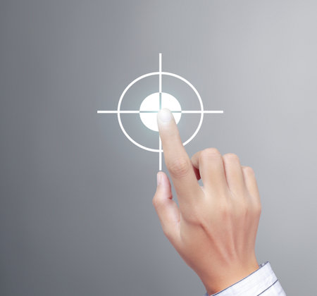 Hand touch virtual icon of social networkの写真素材