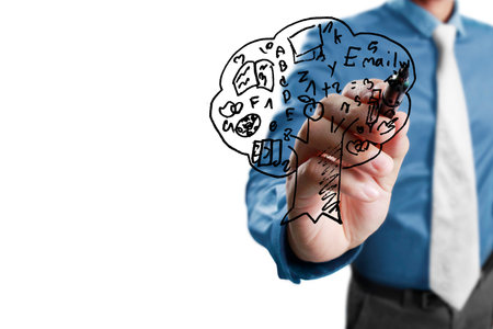 Hand drawing a plant ,educationの写真素材