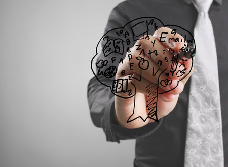 Hand drawing a plant ,educationの写真素材