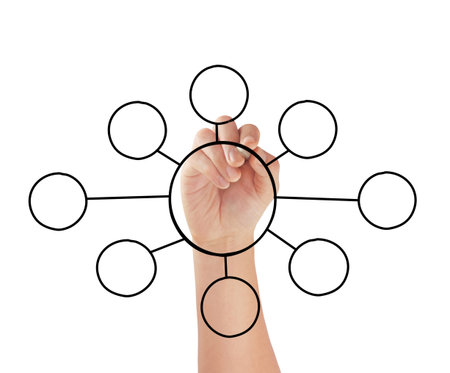 Hand drawing chart on whiteboardの写真素材