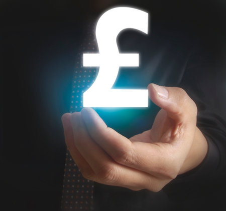 Money icon in hand, money conceptの写真素材
